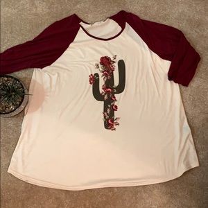Women’s Plus 3/4 Sleeve Boutique Cactus Top